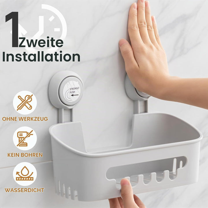 LEVERLOC Duschablage Ohne Bohren Saugnapf Dusche Organizer Grosse Kapazität Bad Organizer Ohne Bohre