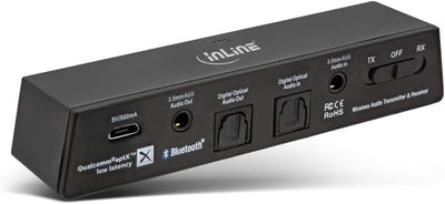 InLine® Bluetooth Audio Transceiver, Sender/Empfänger, BT 5.0, aptX LL, Klinke + Toslink 99151I