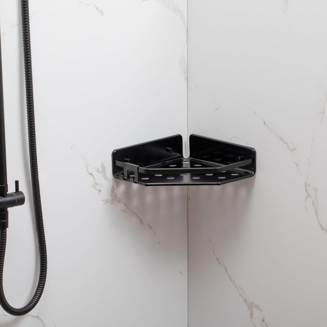 TATAY Duschablage Ohne Bohren Eckig Aluminium | Mit Schrauben und Quick Fix Befestigungssystem | Feu