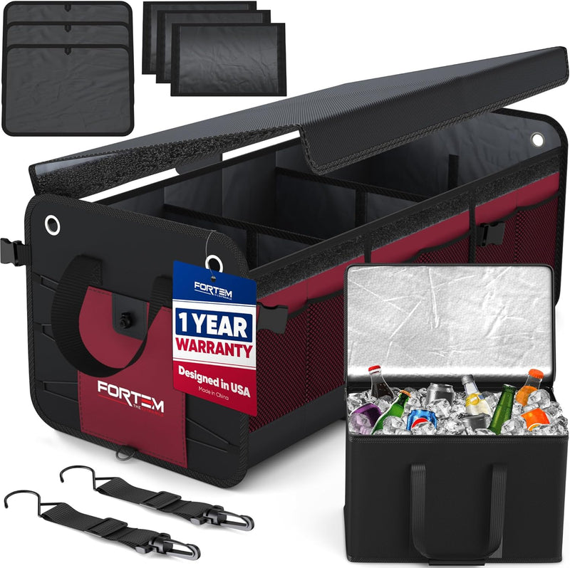 FORTEM Kofferraum Organizer, Kofferraumtasche, Zusammenklappbarer Auto Organizer Kofferraum mit Fäch
