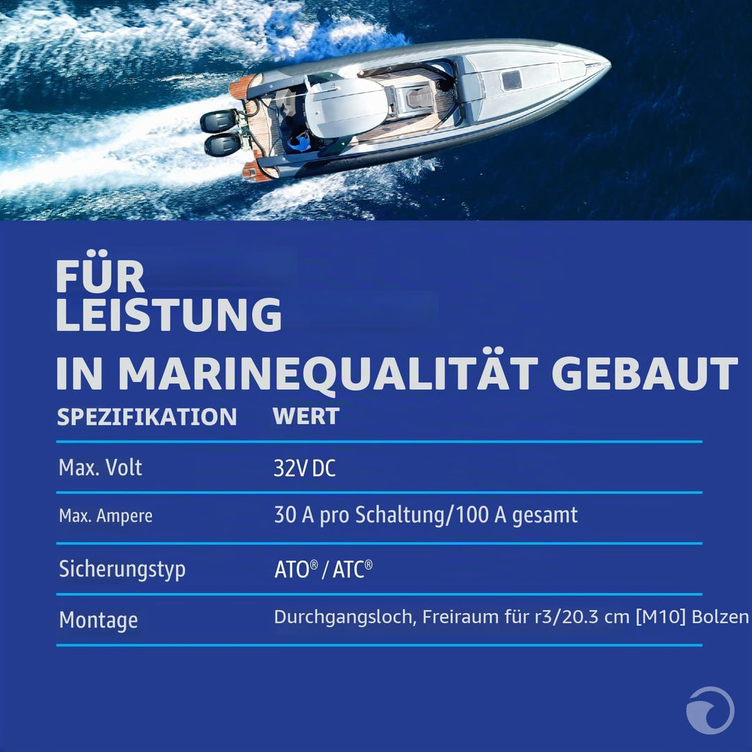 Blue Sea Systems ST Flachsicherungsblock 4 Schaltkreise - Klemmenmontage, 4 Schaltkreise - Klemmenmo