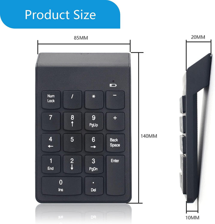 Kabellose Nummernblock Ziffernblocks 2,4G Numpad Wireless Tastatur Numberic 18 Tasten Nummernblöcke