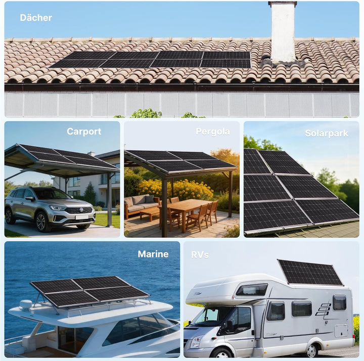 Nicesolar 200W Solarpanel Solarmodul monokristallines Photovoltaik Solarzelle 200 Watt PV Modul für