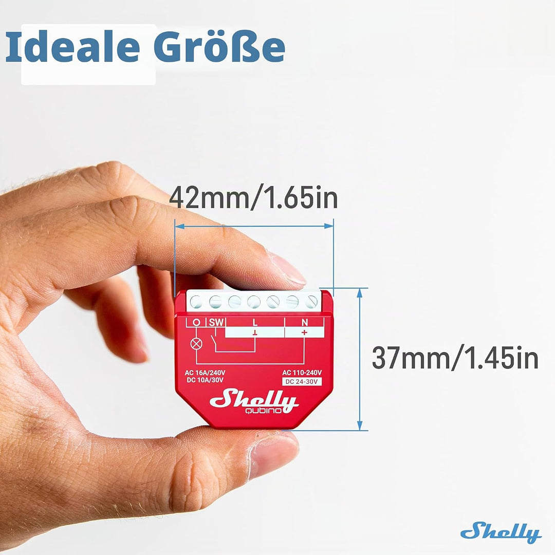 Shelly Qubino Wave 1PM | Z-wave Smart-Schalter-Relais, 1 Kanal 16 A mit Strommessung | Hausautomatio