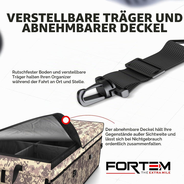 FORTEM Kofferraum Organizer, Kofferraumtasche, Zusammenklappbarer Auto Organizer Kofferraum mit Fäch