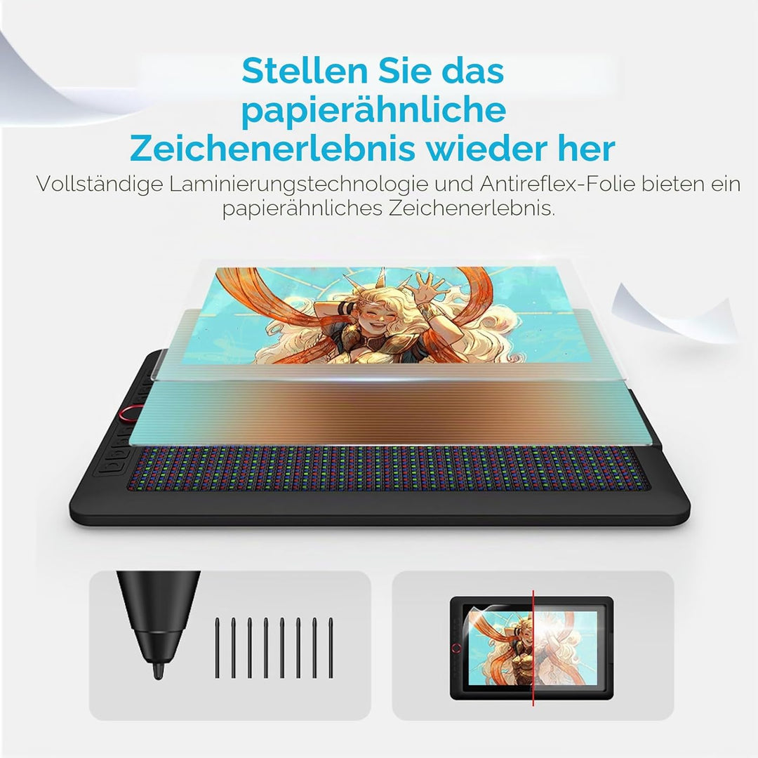 XPPen Artist 13.3 Pro V2 Display Grafiktablett mit X3 Pro Smart Chip 16K Druckstufen, Digitales Zeic