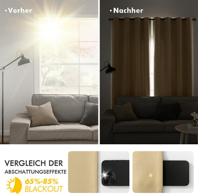 MIULEE Vorhänge Beige Blickdicht mit Ösen, Schöner Weicher Verdunklungsvorhänge zum Verdunkeln von R