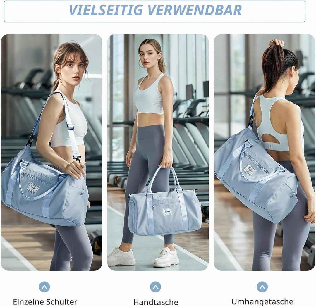 HYC00 Sport Duffel Bag Damen,Handgepäck 45x36x20 für Ryanair Cabin Bags Sporttasche mit Nassfach &amp; S