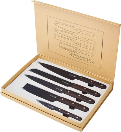 LAGUIOLE - Set mit 5 Küchenmessern - Schwarze Klinge - Hände aus Buchenholz - - mehrfarbig