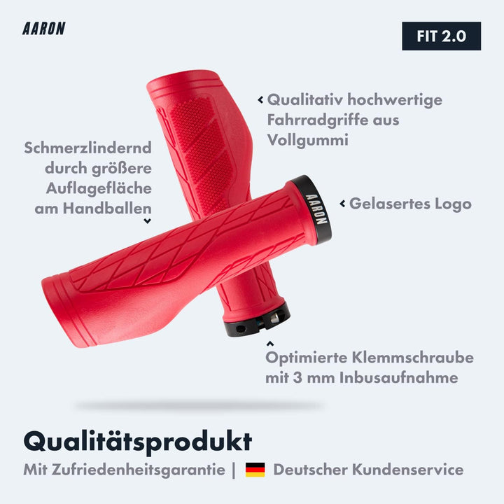 AARON Fit Fahrradgriffe mit dämpfender Auflagefläche - ergonomische Lenkergriffe aus rutschfestem Gu