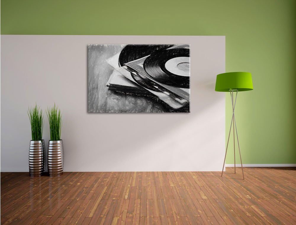 Pixxprint Schallplatten als Leinwandbild/Grösse: 100x70 cm/Wandbild/Kunstdruck/fertig bespannt, 100x