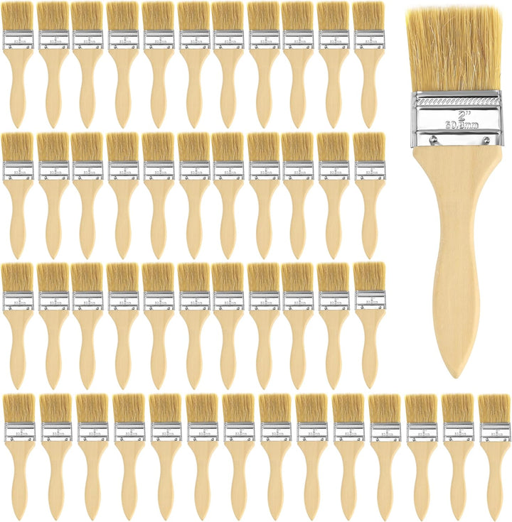 Kurtzy Pinselset 5,08 cm (48 Stk) – Profi Malerpinsel Set Holz Pinsel, Pinsel Set für Farbe, Lack, B