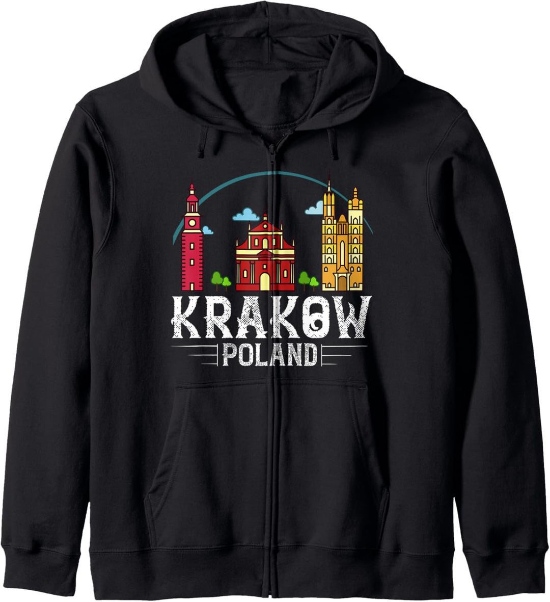 Krakau Polen Stadt Skyline Karte Reisen Kapuzenjacke