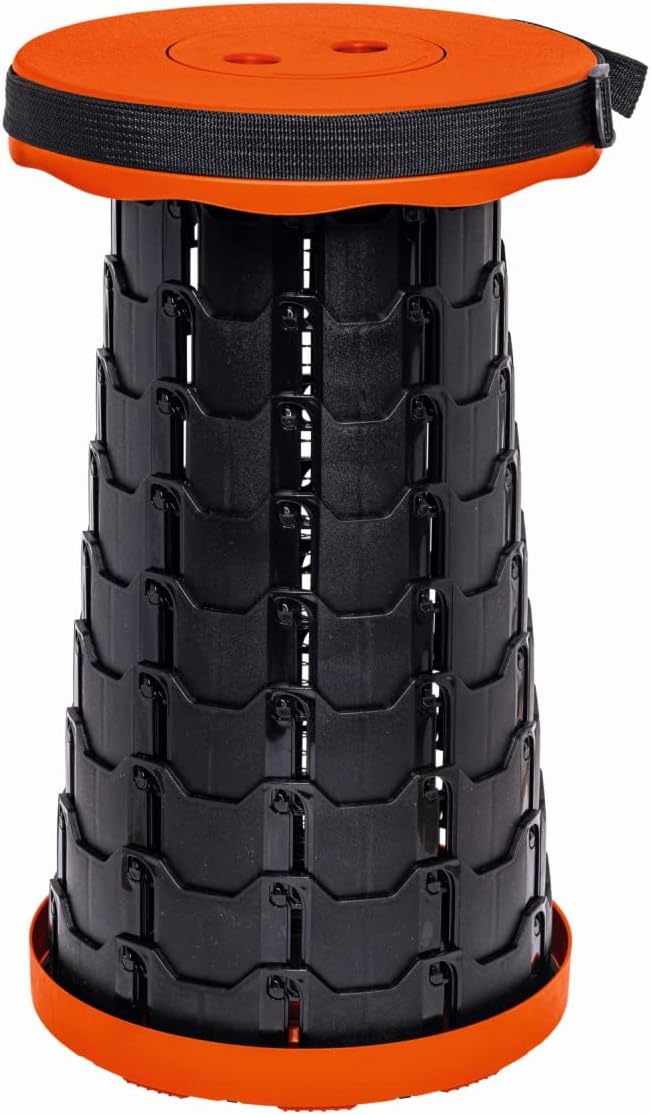 Avit Klapphocker Höhenverstellbar, Tragbarer Teleskophocker 6–46 cm, bis 200 kg belastbar, Rutschfes