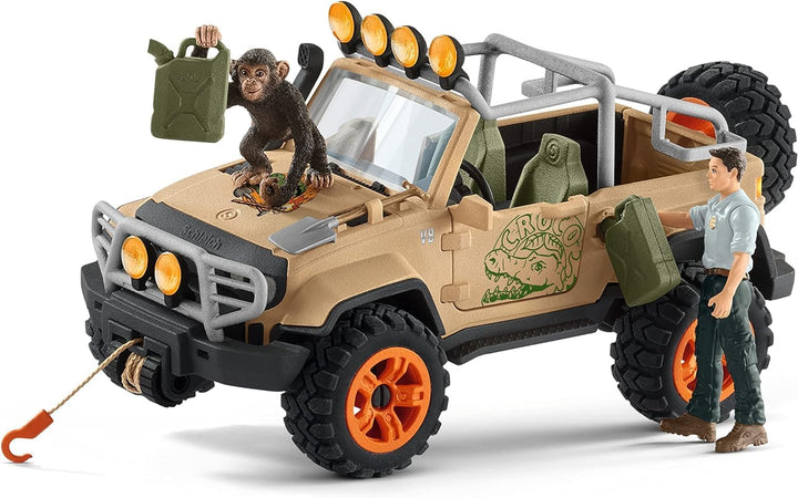 schleich 42410 Geländewagen mit Seilwinde, für Kinder ab 3+ Jahren, WILD LIFE - Spielset