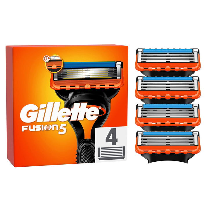 Gillette Fusion 5 Rasierklingen, 4 Ersatzklingen für Nassrasierer Herren mit 5-fach Klinge Schwarz 1