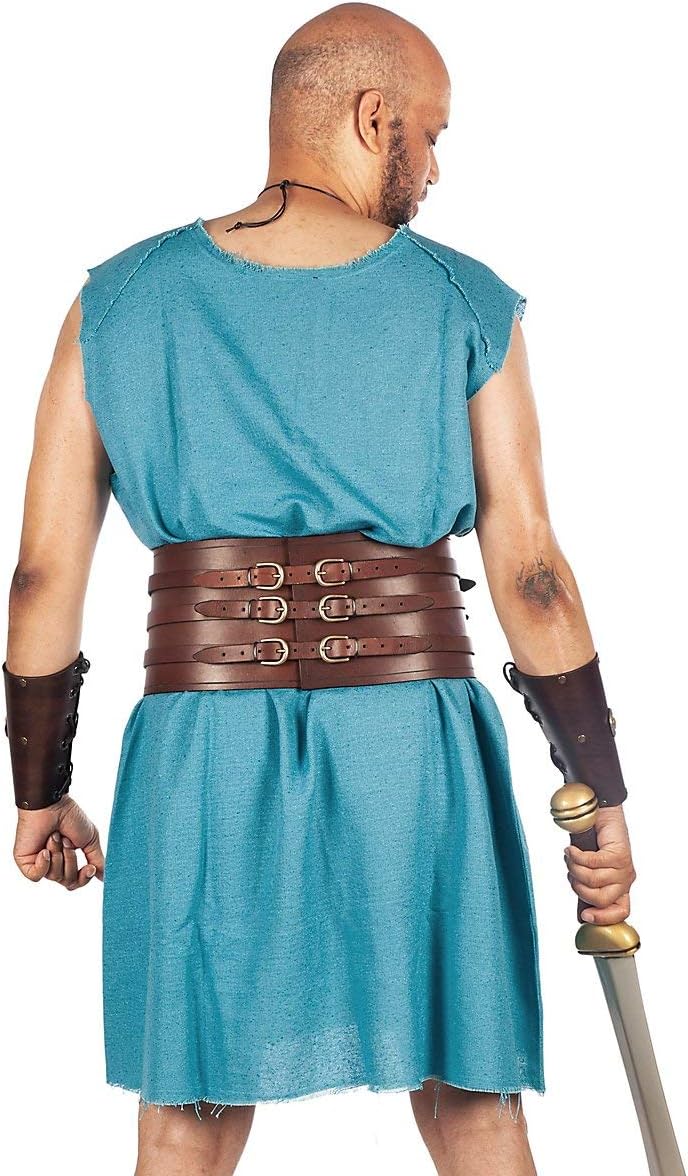 Andracor - Gürtel Römischer Gladiator - Breiter Gürtel mit Nieten und Riemen - Braun Schwarz Grün Ro
