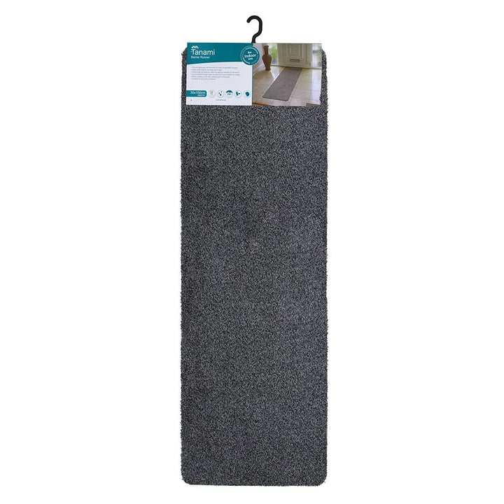 JVL Tanami Fussmatte, zweifarbig, Baumwolle Polyester Gummi, anthrazit, 50 x 150 cm Anthrazit 50 x 1
