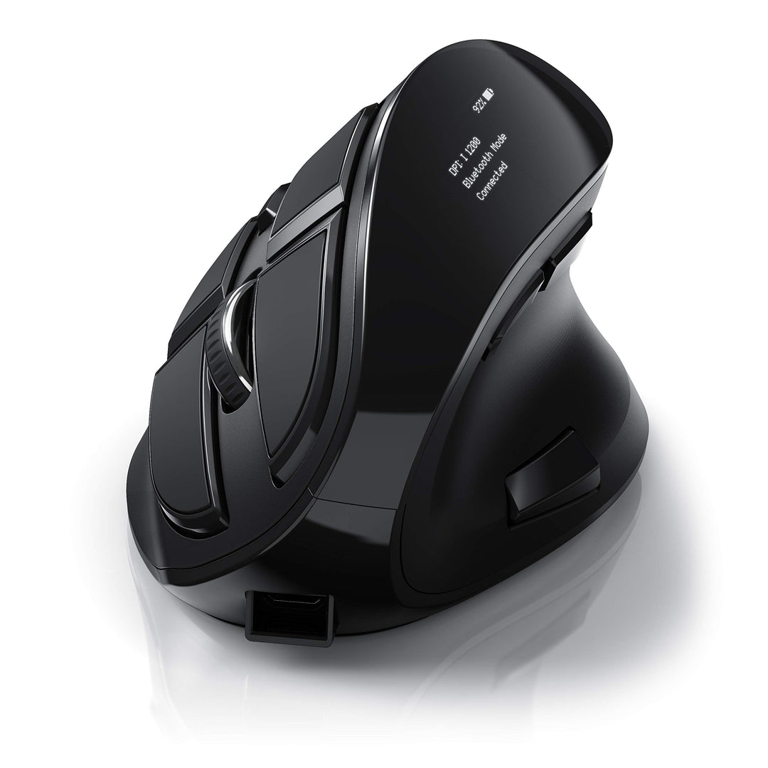CSL - optische vertikale Maus kabellos - Wireless Mouse – Funkmaus mit OLED Display - 2,4 Ghz - gege