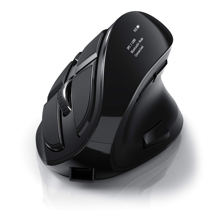 CSL - optische vertikale Maus kabellos - Wireless Mouse – Funkmaus mit OLED Display - 2,4 Ghz - gege