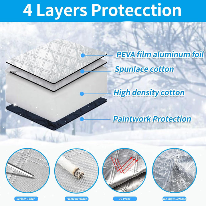 Frontscheibenabdeckung Auto, Abdeckung Windschutzscheibe Winter mit 12 Magnet Fixierung Faltbare Win