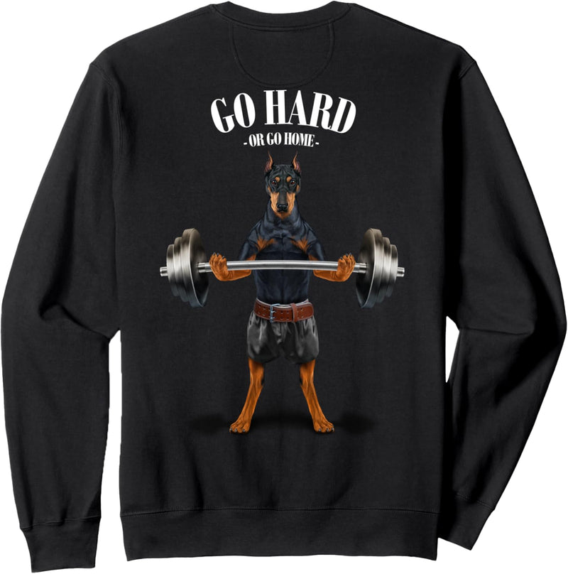 Dobermann Pinscher Hund Gewichtheben im Fitnessstudio Sweatshirt