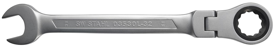 SW-Stahl 03530L-32 Gabelringratschenschlüssel 32 mm I Ringschlüssel mit Gelenk I 72 Zähne I Maulschl