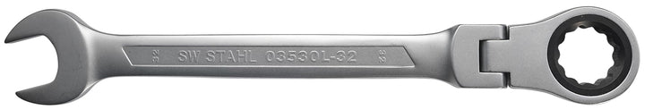 SW-Stahl 03530L-32 Gabelringratschenschlüssel 32 mm I Ringschlüssel mit Gelenk I 72 Zähne I Maulschl