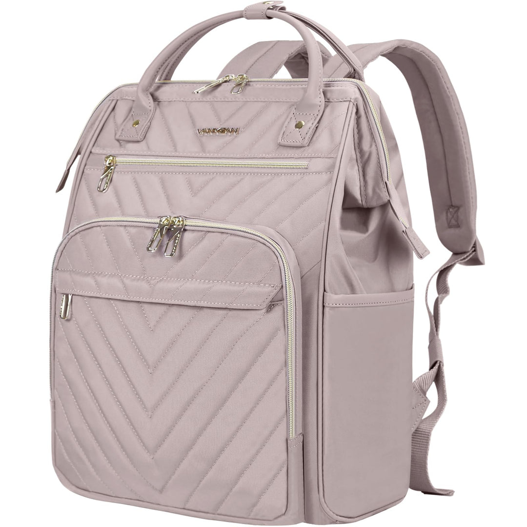 VANKEAN 15.6 Zoll Laptop Rucksack,Rosa,Rucksack Damen | Computer Arbeitstasche, Grosse Kapazität, Wa