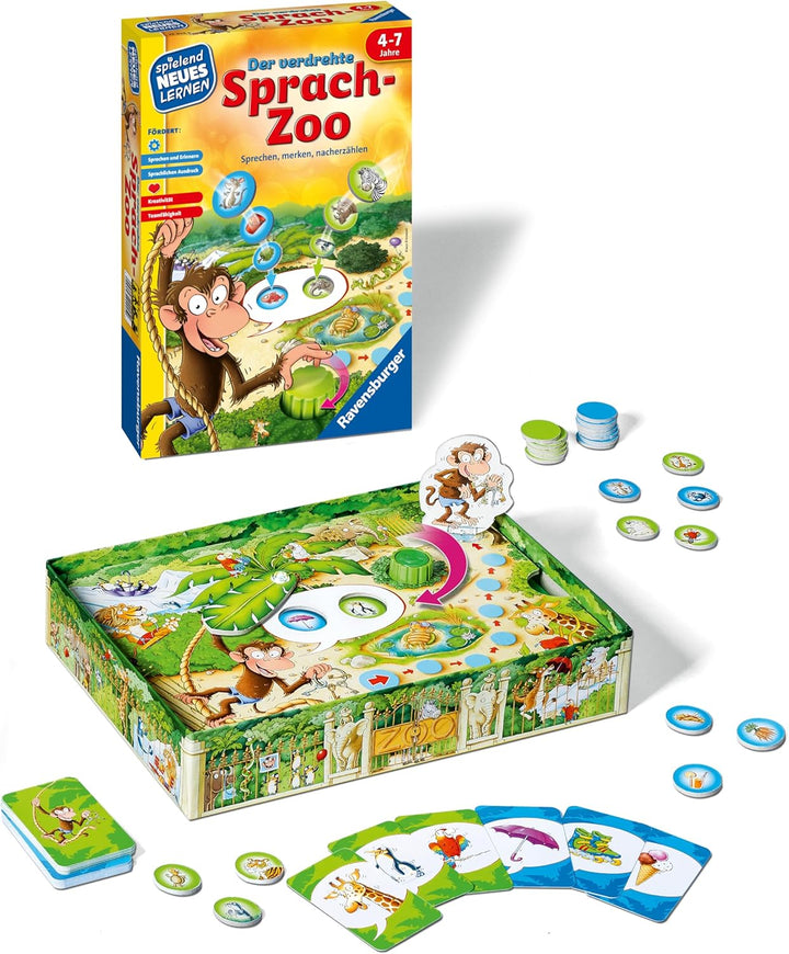 Ravensburger 24945 - Der verdrehte Sprach-Zoo - Spielen und Lernen für Kinder, Lernspiel für Kinder