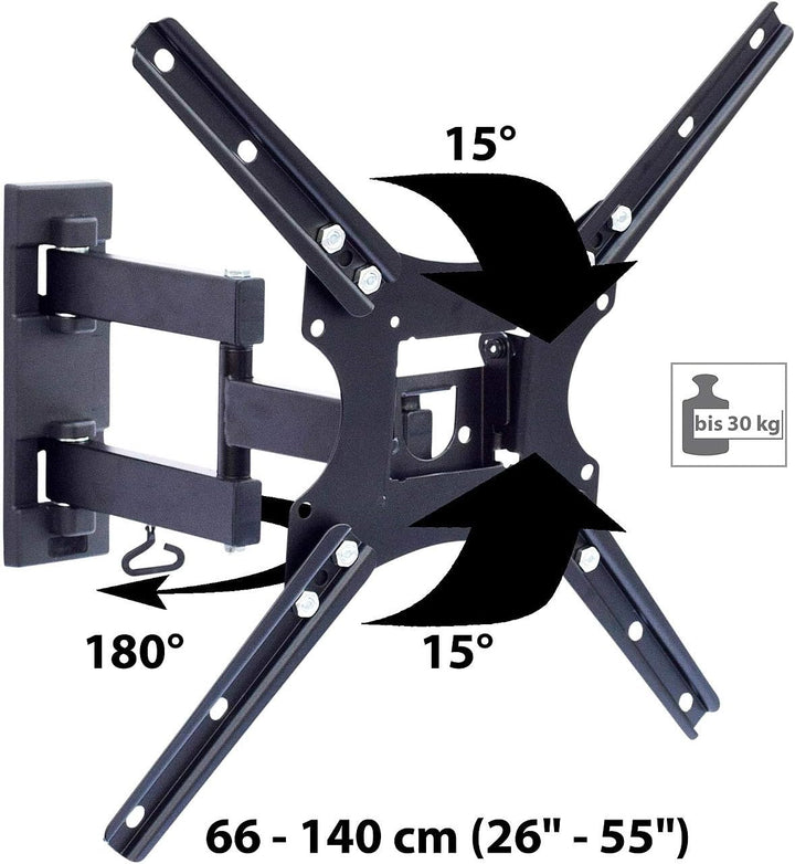 Fernseher Halterung: Schwenkbare TV-/Monitor-Wandhalterung, 66-140 cm (26"-55"), bis 30 kg (TV Halte
