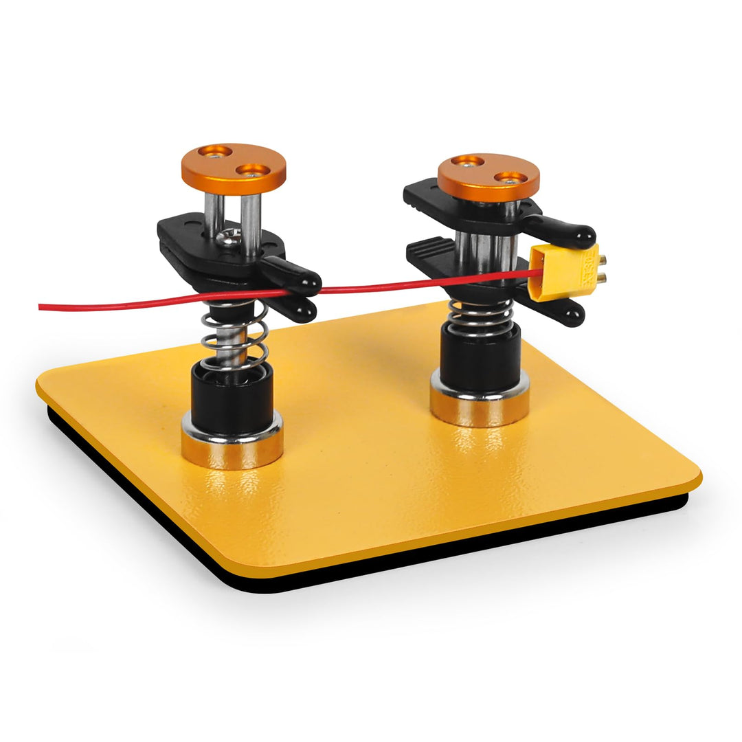 Toolour PCB halter T-10P-G,10 x 10 x 0,5 cm, Doppelfederhalterung mit Metallsäulen, Gelbe Grundplatt