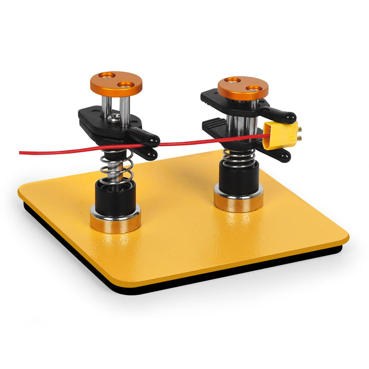 Toolour PCB halter T-10P-G,10 x 10 x 0,5 cm, Doppelfederhalterung mit Metallsäulen, Gelbe Grundplatt