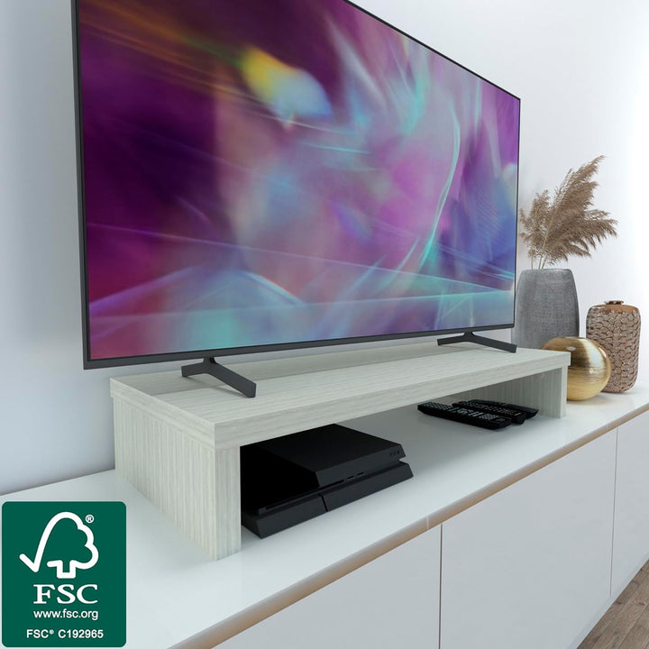 Henor Riser-Halterung für TV aus FSC® Holz 90 x 35 x 15 cm Eiche Stel. Unterstützt 60 kg. 90x35x15 E