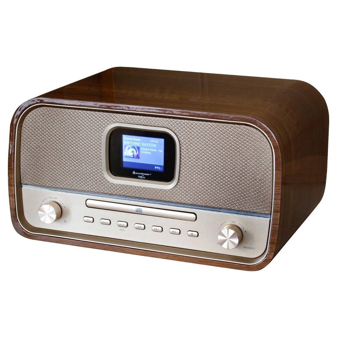 Soundmaster DAB970BR1 Retro Kompaktanlage Stereoanlage HiFi-Anlage DAB+ UKW CD-Player MP3 USB Blueto
