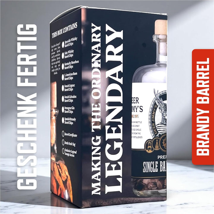 Deer Jimmy's® DIY Brandy Geschenkset – Brandy selbst Machen mit französischem Premium-Eichenholz aus