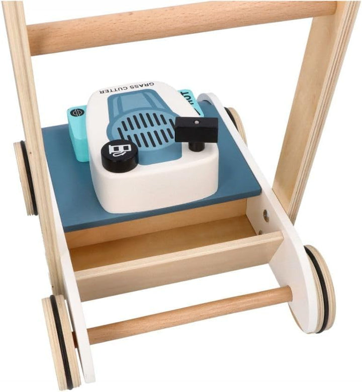 Holz Schieberasenmäher für Kinder ab 3 Jahren - Laufspielzeug mit Sound - 36x26x55 cm - Lauflernhilf