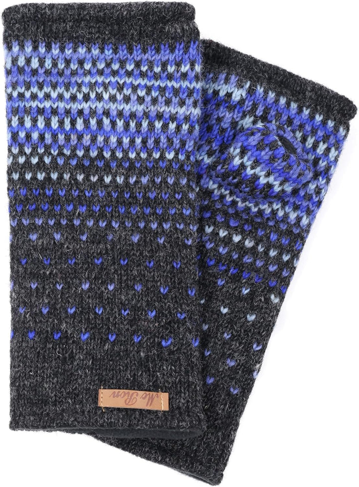 Damen Pulswärmer Armstulpen Modell Ida Anthrazit Blau Tiedye 95 236, Anthrazit Blau Tiedye 95 236