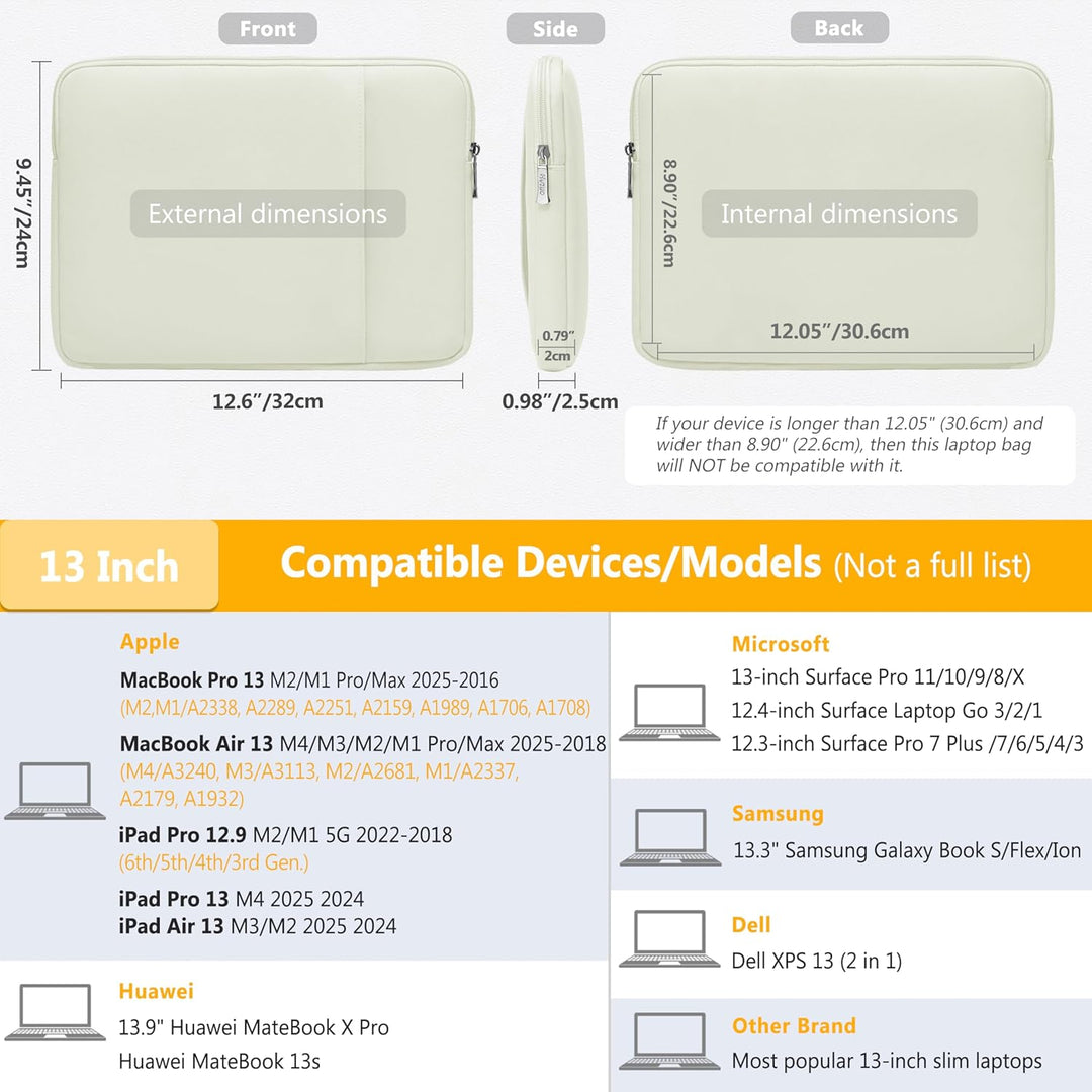HYZUO 13 Zoll Laptop Tasche Set für MacBook Air 13 M4/M3/M2/M1 2025-2018, MacBook Pro 13 M2/M1 2025-