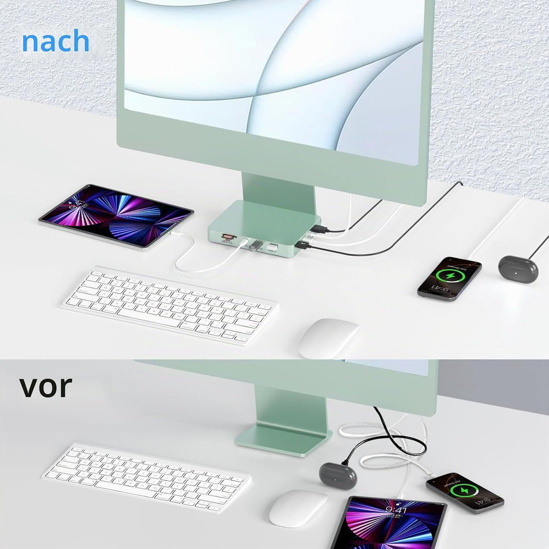 USB-C-Hub für iMac 24 Zoll 2021/2023/2024, 8-in-1-iMac-USB-Hub mit M.2-SSD-Erweiterung (SSD nicht im