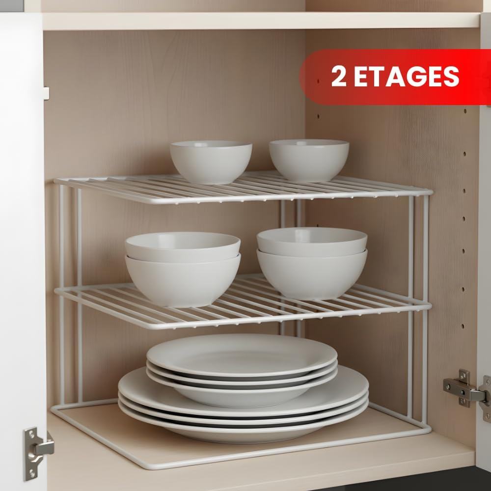 Metaltex 364202095 Silos Eck-Schrankeinsatz, 2-Etagen, 1 - Pack, weiss 1 - Pack A Single, 1 - Pack A