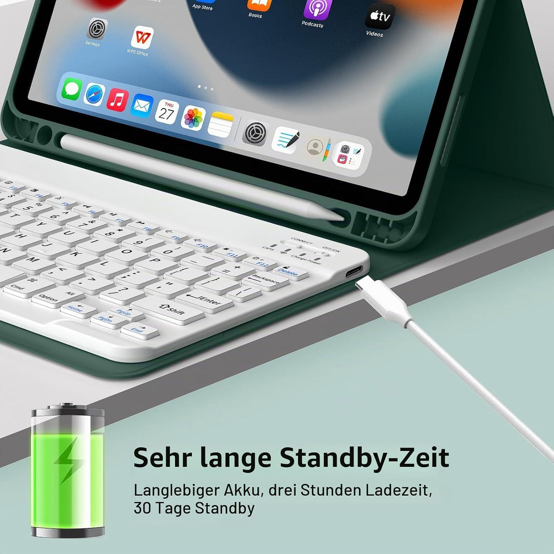 JKSML Tastatur Hülle für iPad 10 Generation 10,9 Zoll 2022, iPad 10. Gen Tastatur Hülle mit Pencil H