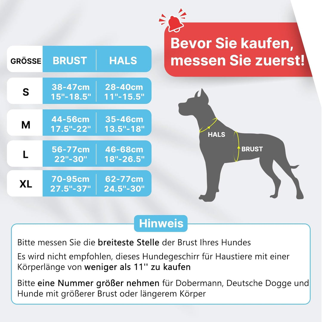 Demigreat Hundegeschirr Mittelgrosse Grosse Hunde, Anti Zug Hundegeschirr Gepolstert mit Griff, Atmu