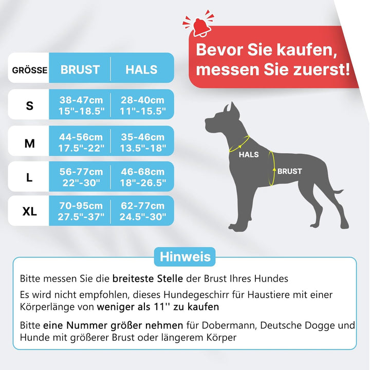 Demigreat Hundegeschirr Mittelgrosse Grosse Hunde, Anti Zug Hundegeschirr Gepolstert mit Griff, Atmu