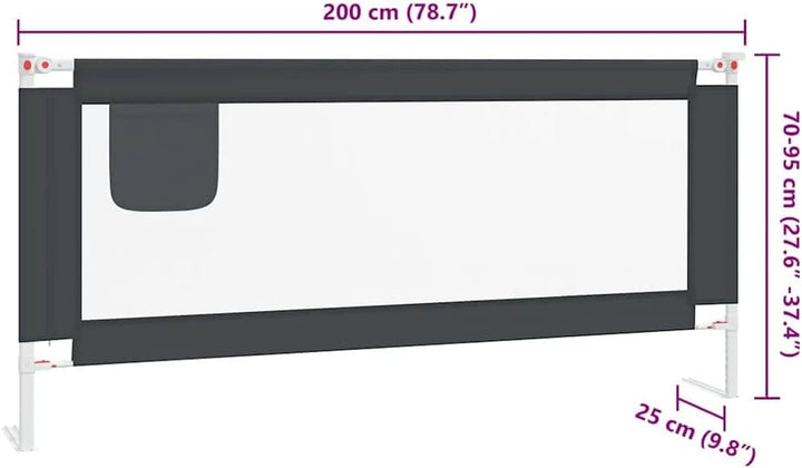 SMARTGROUPSTORE BD - BD Sicherheitsgeländer Kinderbett Dunkelgrau Stoff 200 x 25 cm
