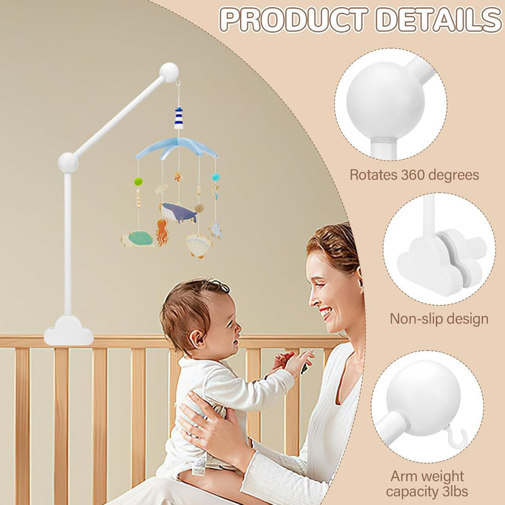 Baby Mobile Halterung für Babybett, Mobile Halterung Holz Wickeltisch, Abnehmbarer Baby-Mobile-Aufhä