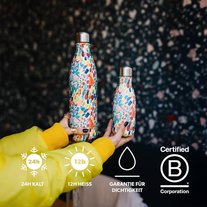 QWETCH - Isothermische Originals Flasche - Arty 1L - Nomadische Edelstahlflasche - 24h Kalt und 12h