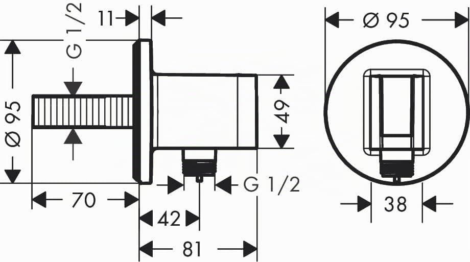 hansgrohe Wandanschluss mit Duschkopfhalterung FixFit S, Mattschwarz, Mattschwarz