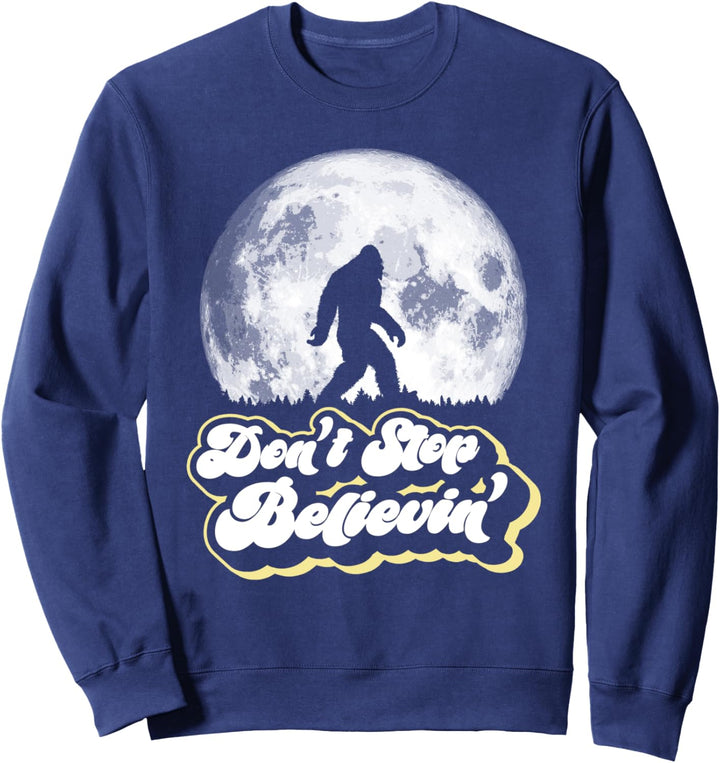 Don't Stop Believin'! Bigfoot Retro Full Moon & Trees Sweatshirt
