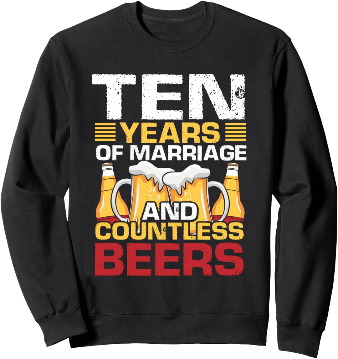 10th Wedding Anniversary Gifts for Him Her Husband Couples Sweatshirt